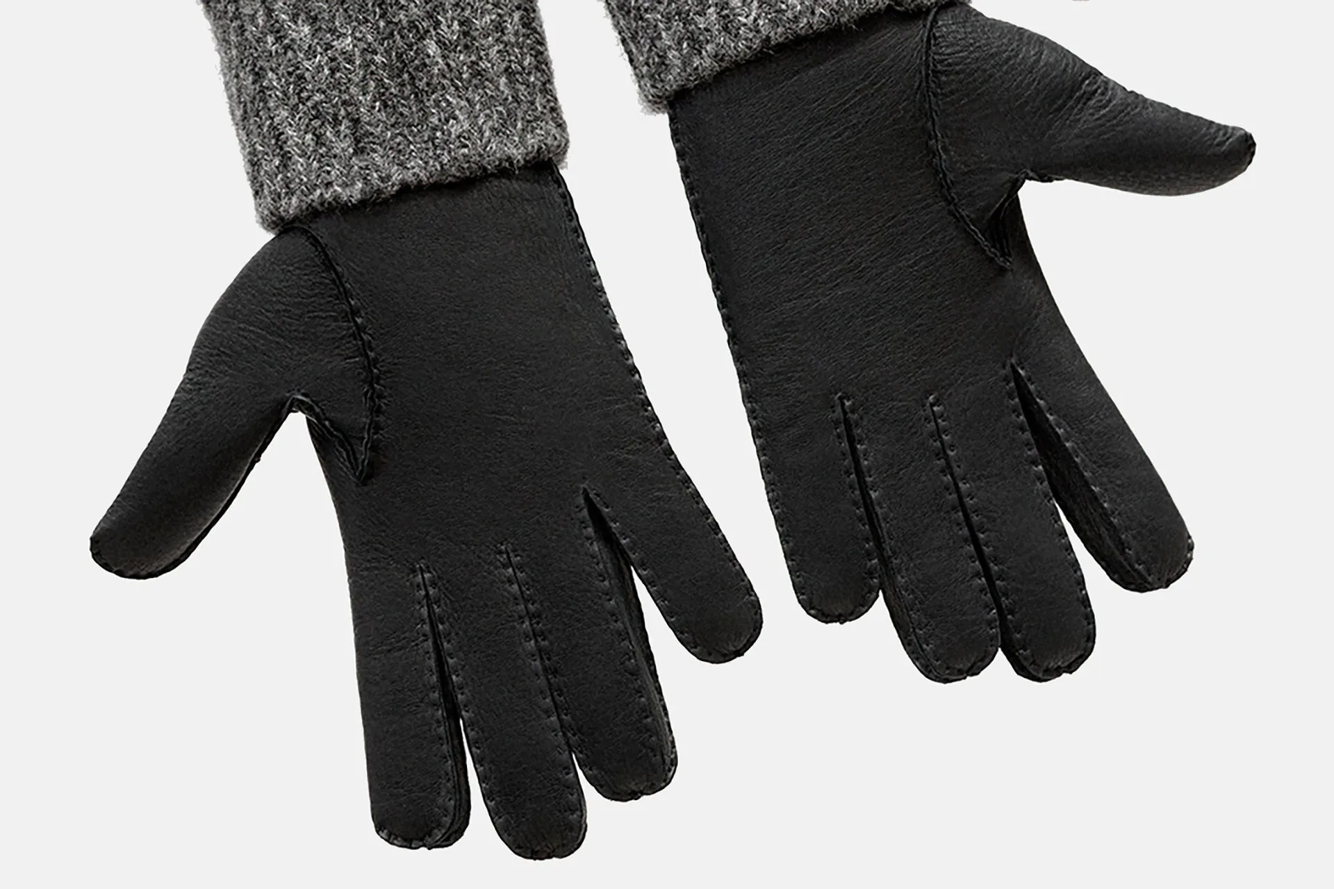Deerskin Knitted Cuff Gloves