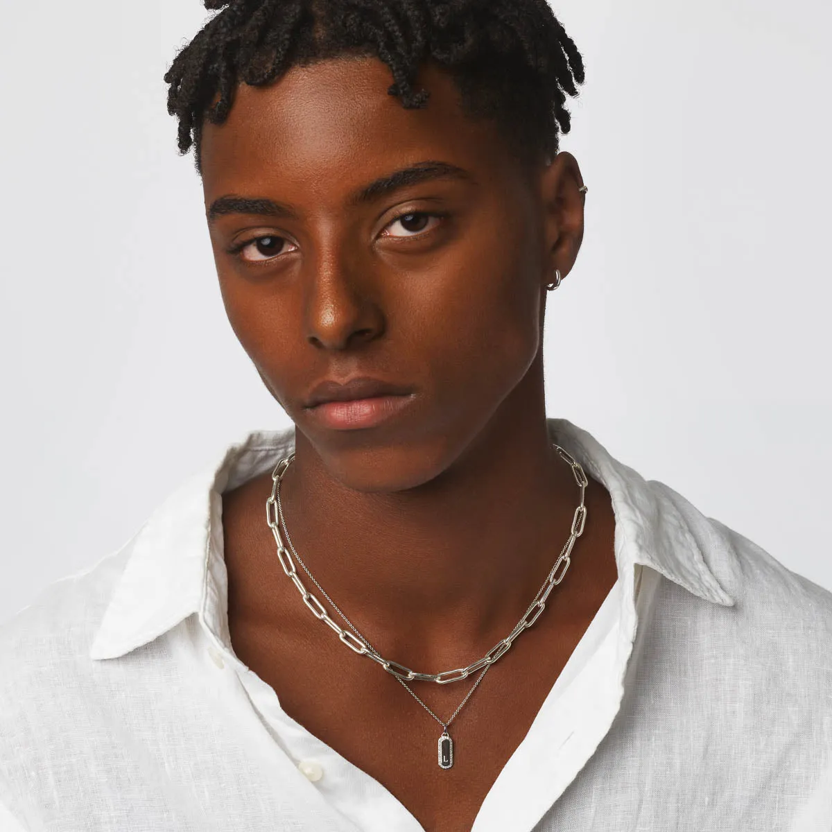 Diamond Engravable Bar Necklace in Silver