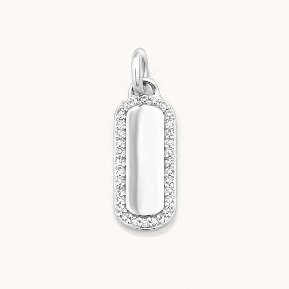 Diamond Engravable Bar Necklace in Silver