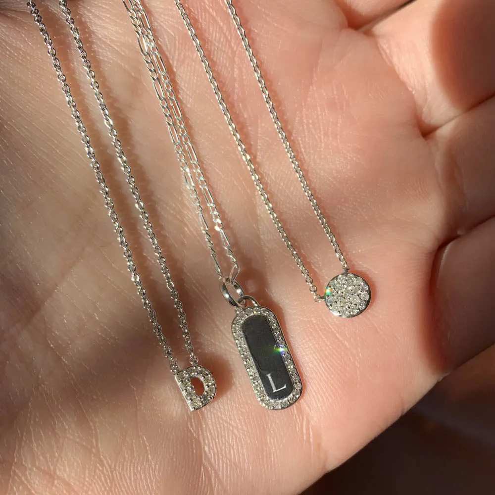 Diamond Engravable Bar Necklace in Silver