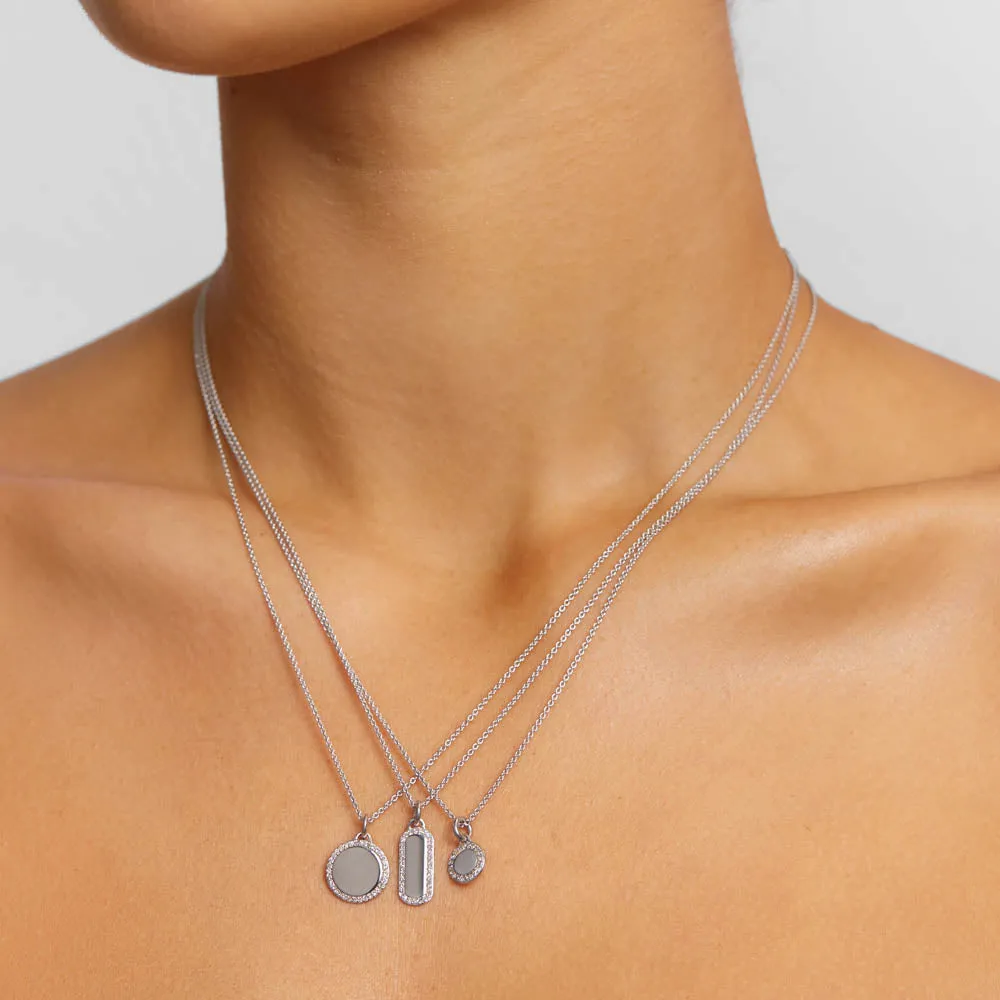 Diamond Engravable Bar Necklace in Silver