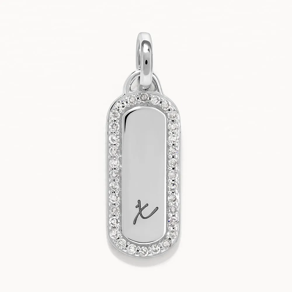 Diamond Engravable Bar Necklace in Silver