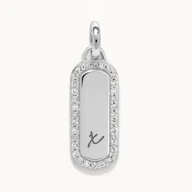 Diamond Engravable Bar Necklace in Silver