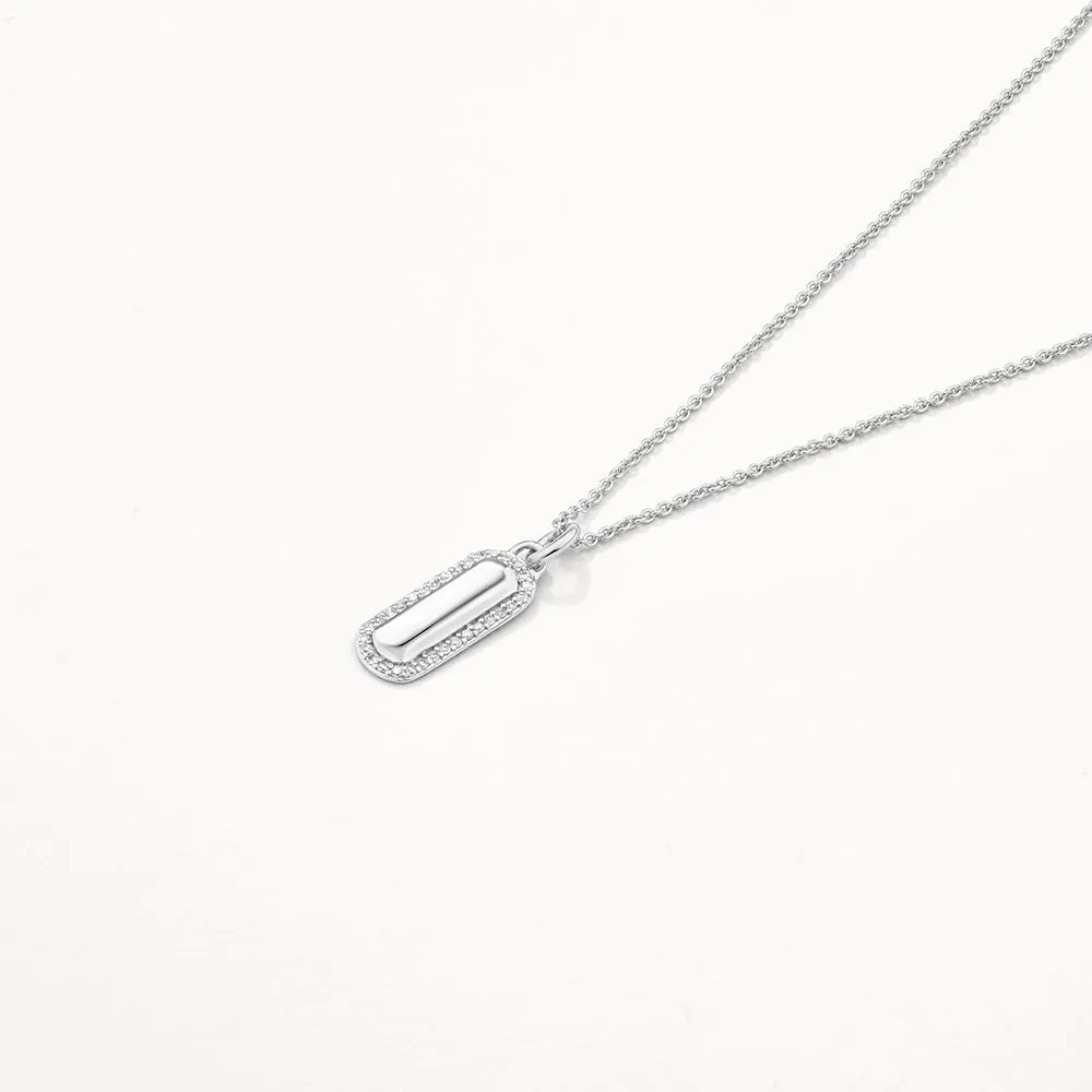 Diamond Engravable Bar Necklace in Silver