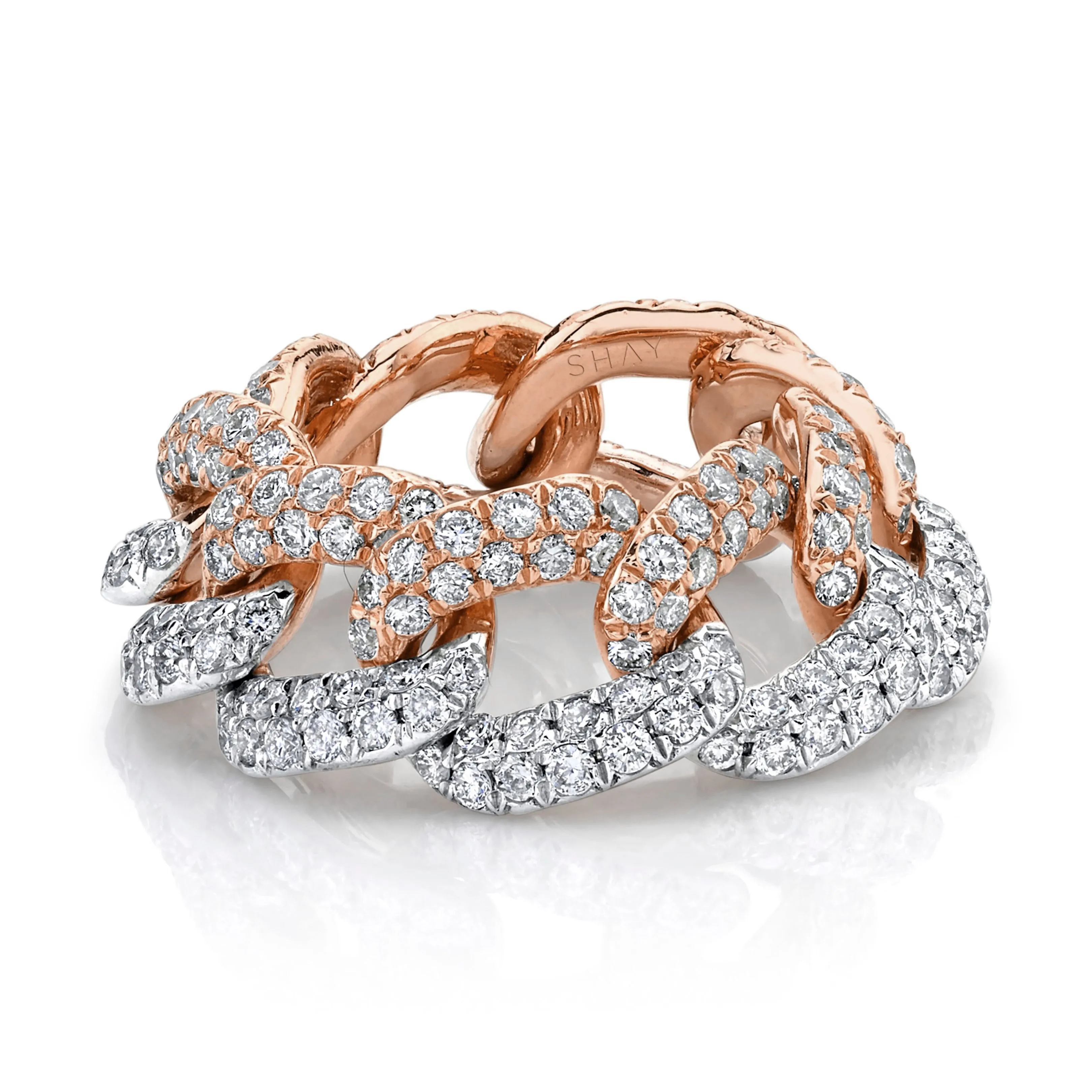 DIAMOND TWO-TONE PAVE ESSENTIAL LINK RING