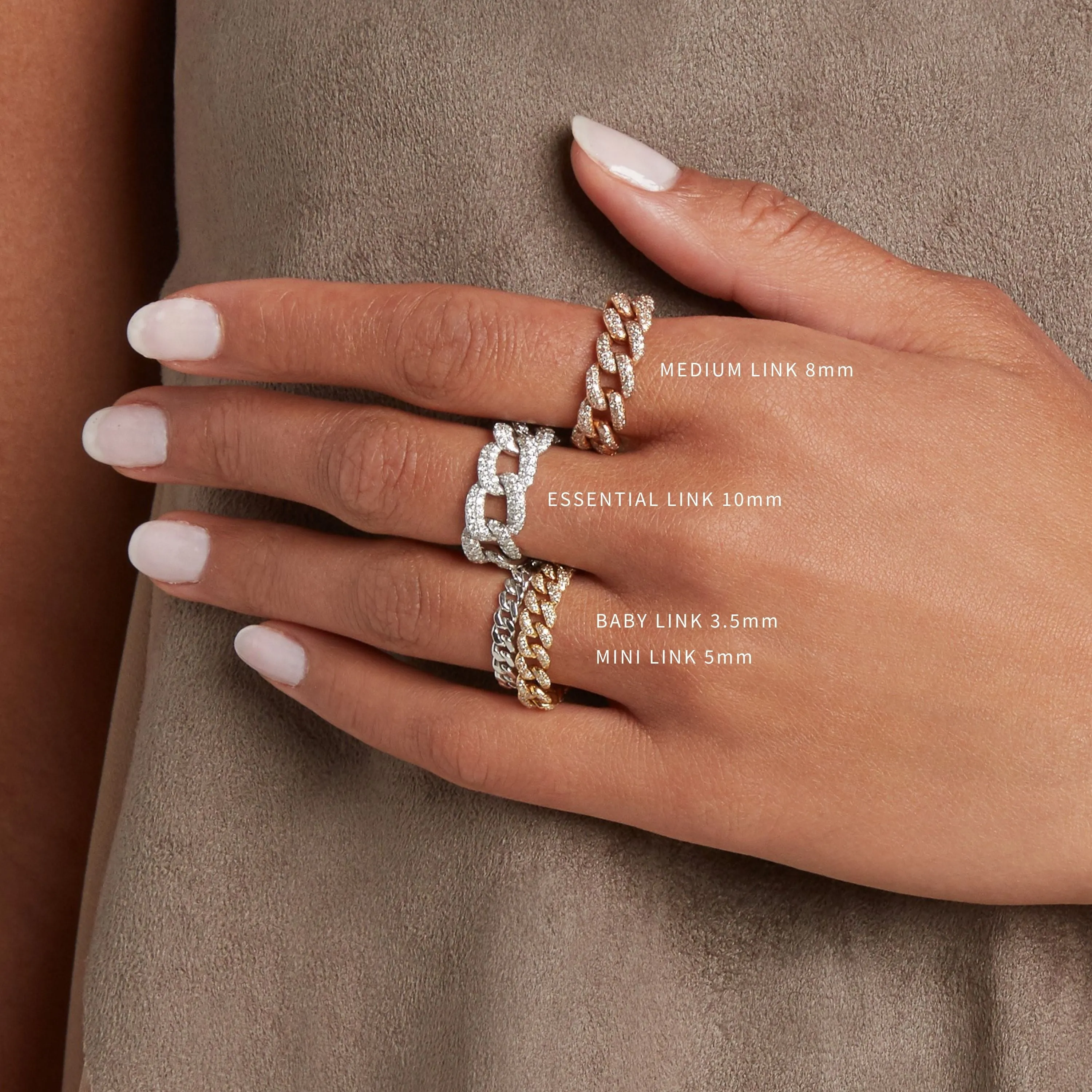 DIAMOND TWO-TONE PAVE ESSENTIAL LINK RING