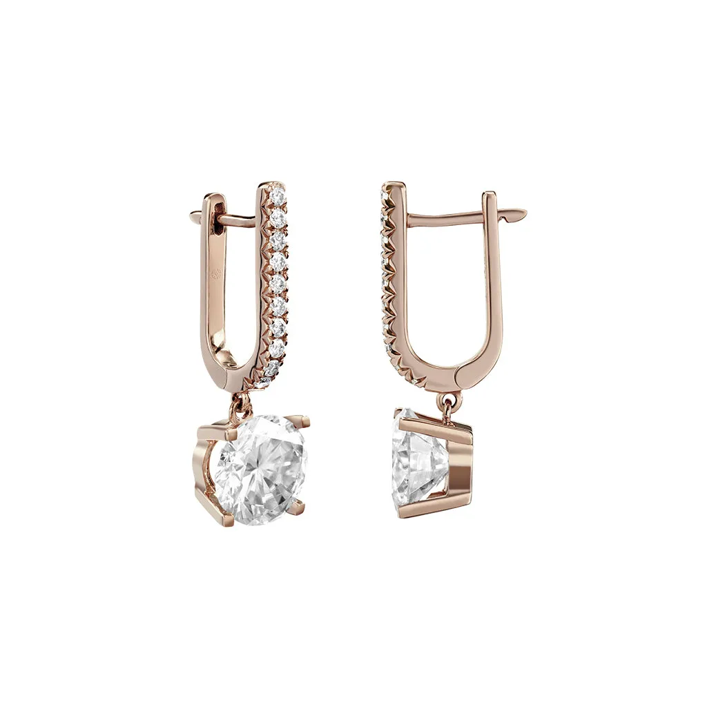Diamond2 Solitaire Claw Set Drop Earrings