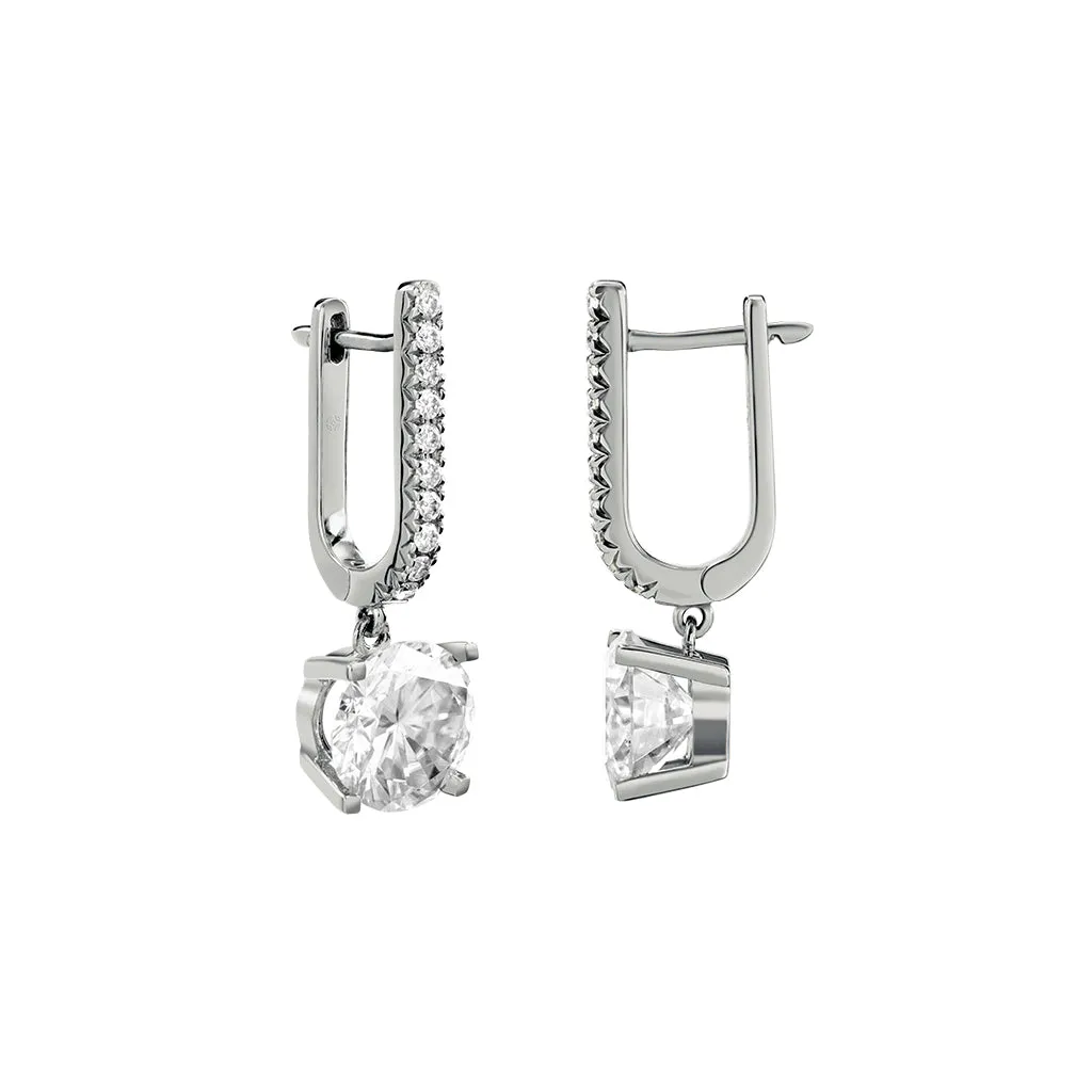 Diamond2 Solitaire Claw Set Drop Earrings