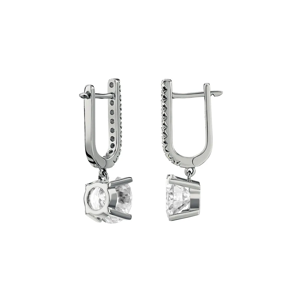 Diamond2 Solitaire Claw Set Drop Earrings