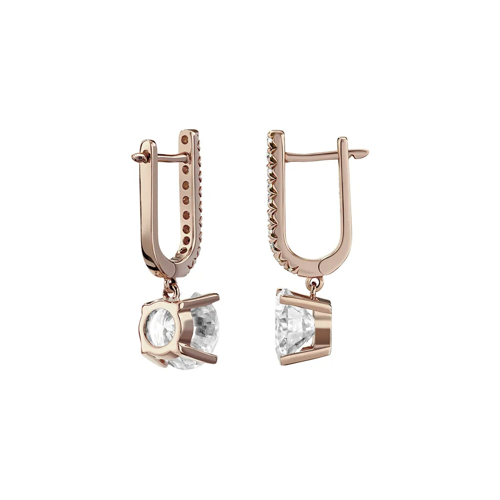 Diamond2 Solitaire Claw Set Drop Earrings