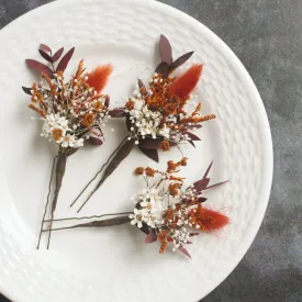 Dried Flower Hair Pins TERRACOTTA AUTUMN
