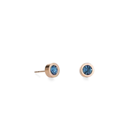 Earrings Crystal & stainless steel rose gold petrol