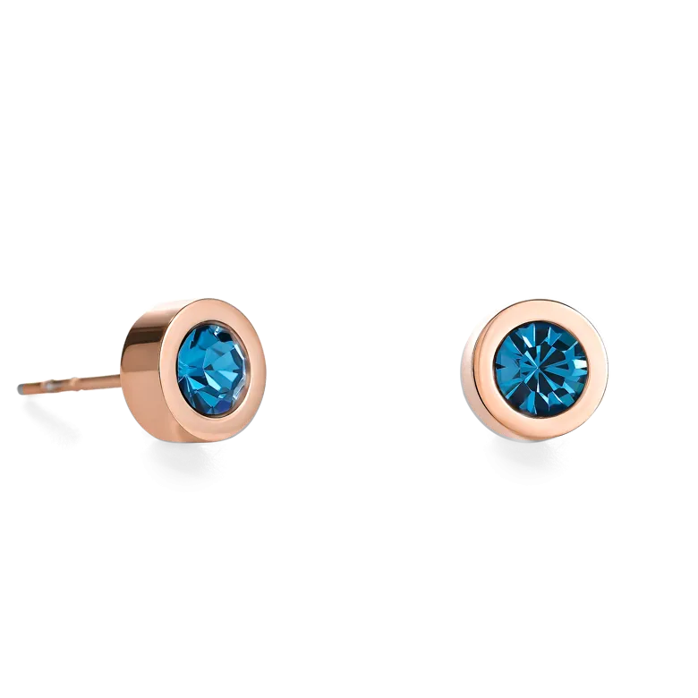 Earrings Crystal & stainless steel rose gold petrol