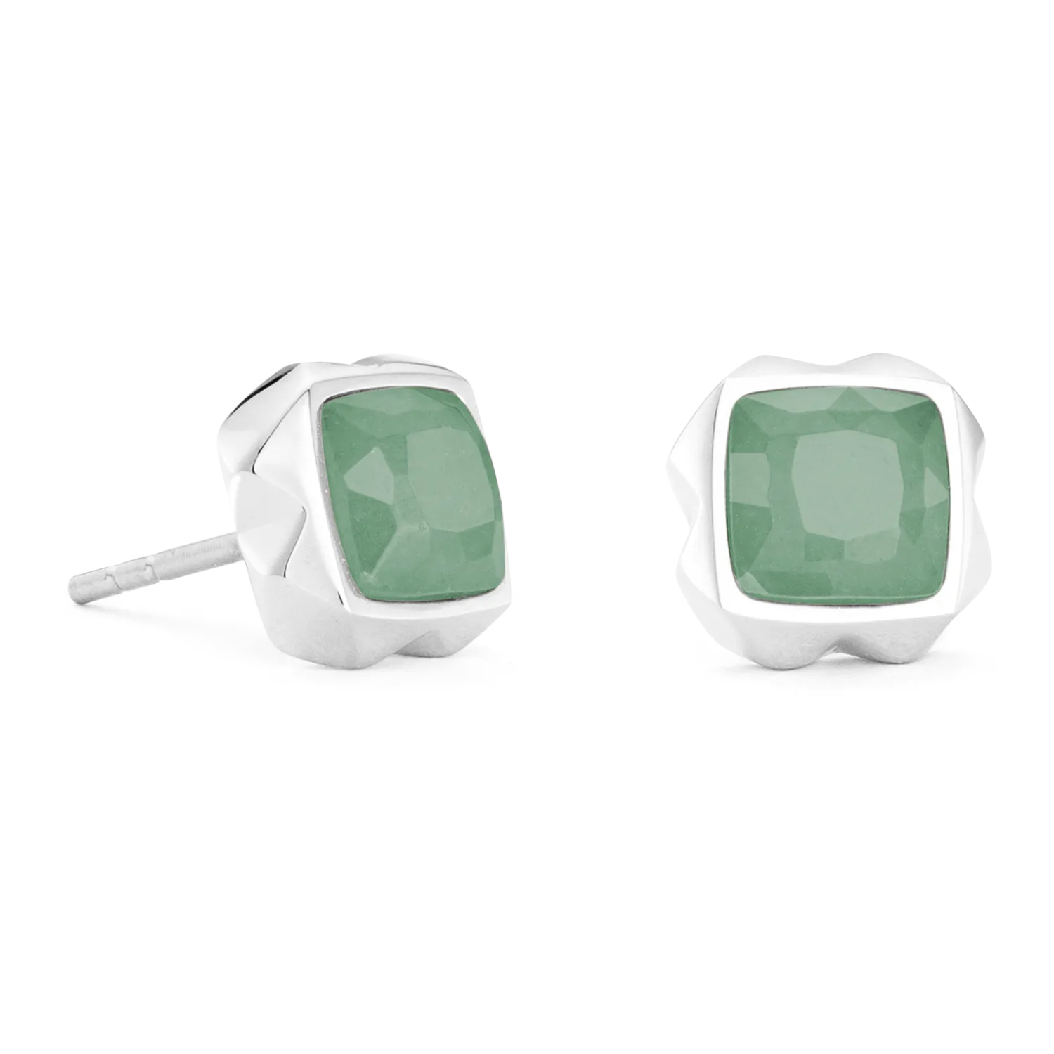 Earrings Spikes Square Aventurine silver-green