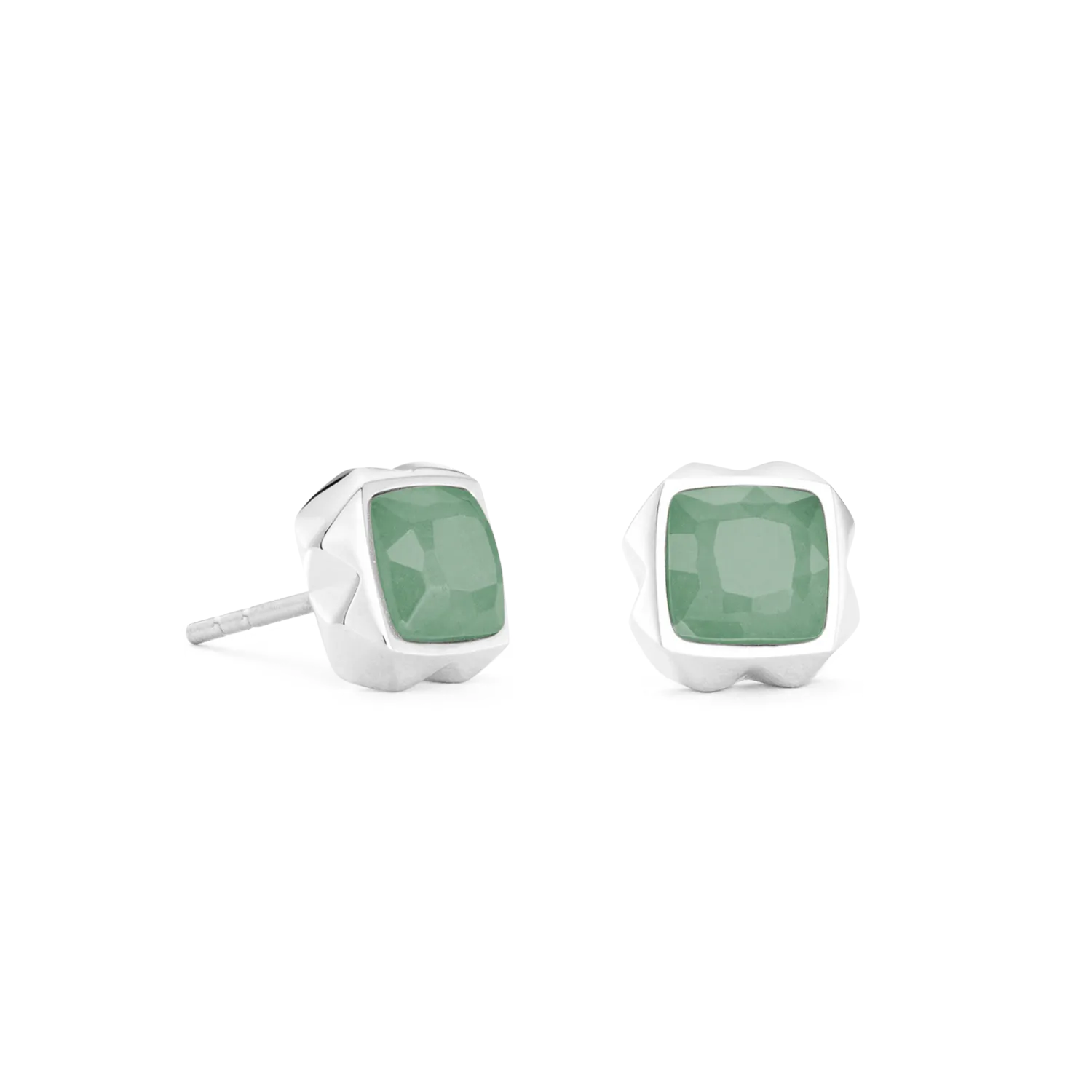 Earrings Spikes Square Aventurine silver-green