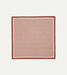 Ecru and Red Spots Print Silk-Cotton Bandana