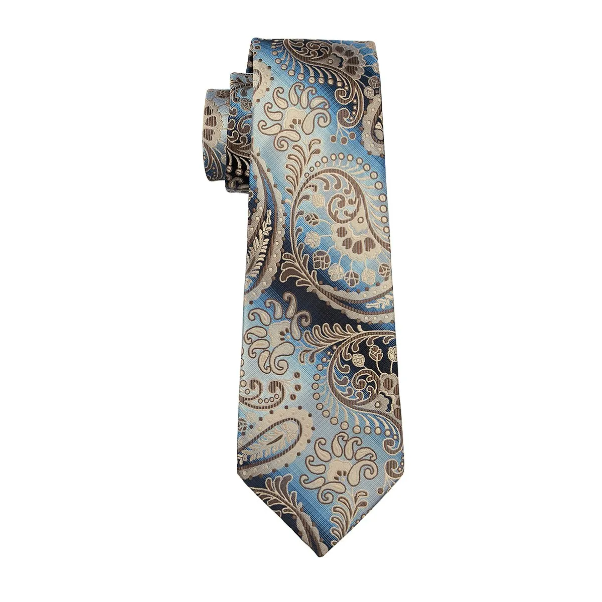 Essential Brown Paisley Tie Pocket Square Cufflinks Set Gift Box Set