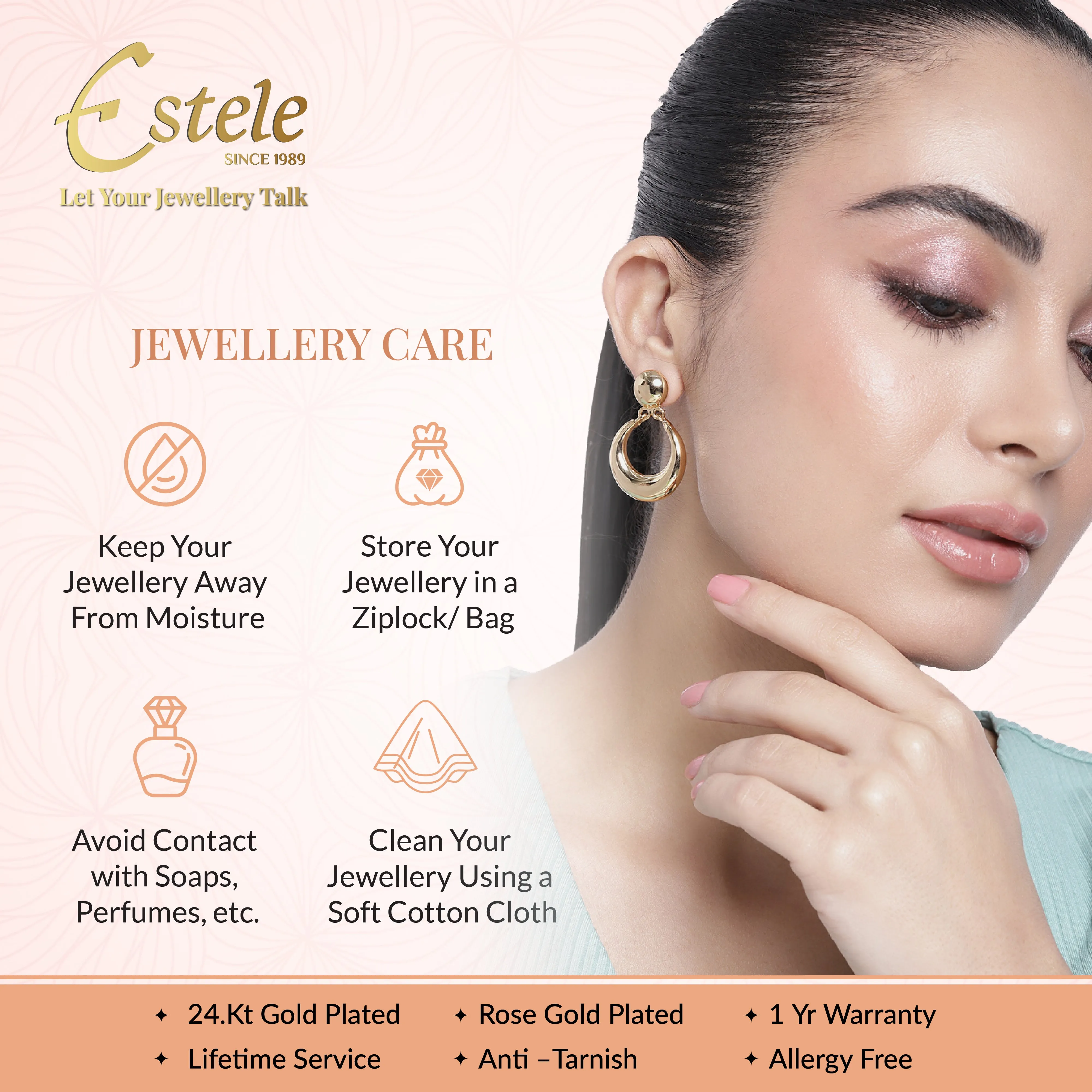 Estele Gold Plated Captivating Necklace Set with Blue & White Stones for Women