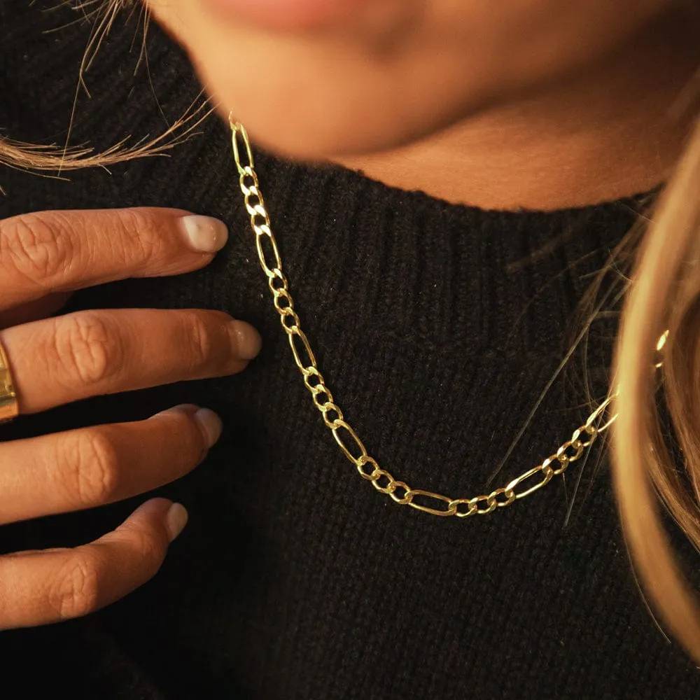 Figaro Chain Necklace 18ct Gold Plate