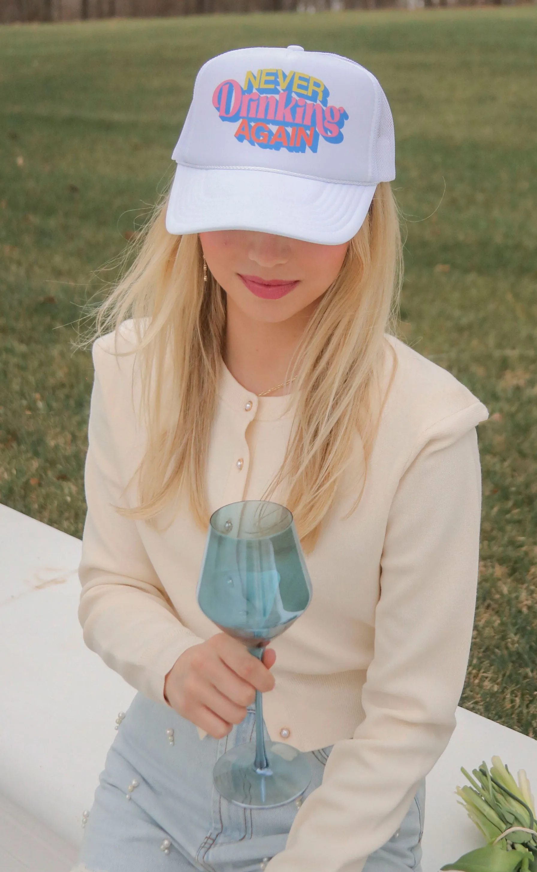 friday   saturday: never drinking again trucker hat
