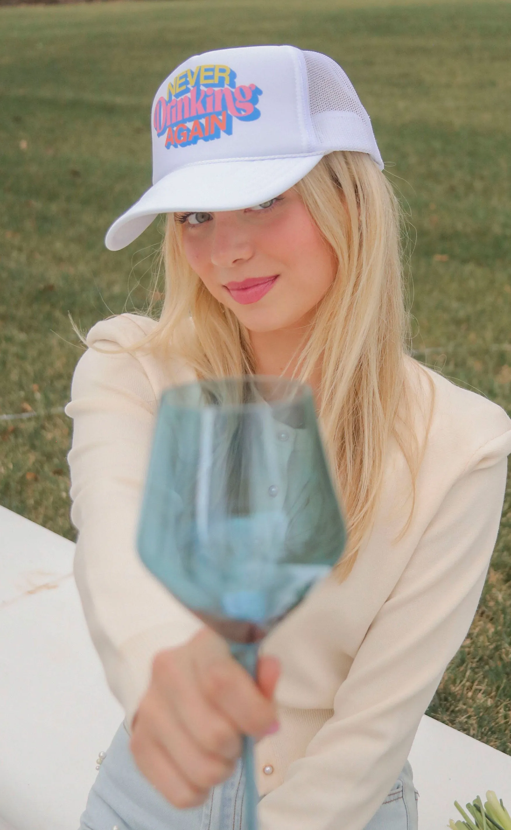 friday   saturday: never drinking again trucker hat