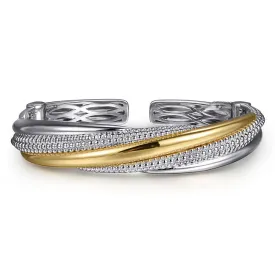 Gabriel & Co Silver and 14 Karat Yellow Gold Bujukan Bangle