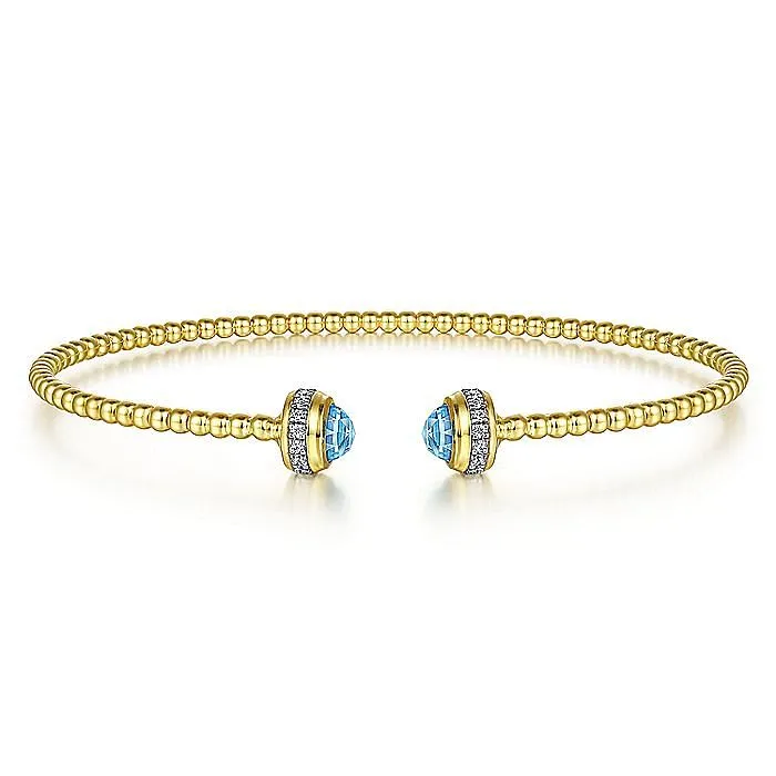 Gabriel & Co. Yellow Diamond and Blue topaz Bujukan Bangle