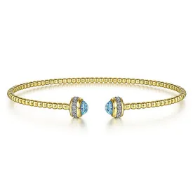 Gabriel & Co. Yellow Diamond and Blue topaz Bujukan Bangle