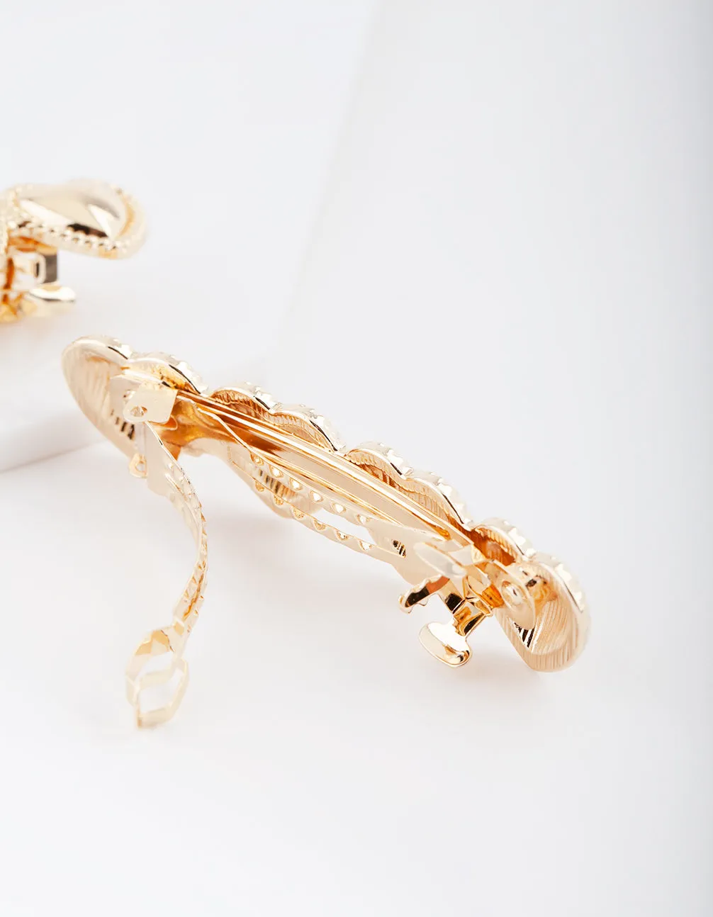Gold Polished Heart Barrette 2 Pack