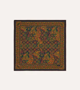 Gold Tapestry Print Wool-Silk Bandana