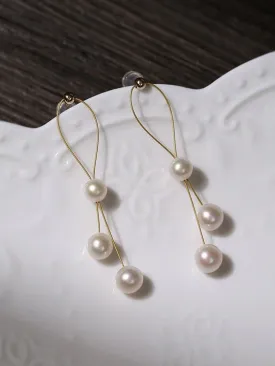 Gold Wire Pearl Earrings