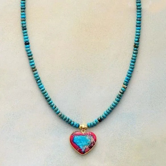 'Heart' Blue Jasper Pendant Necklace
