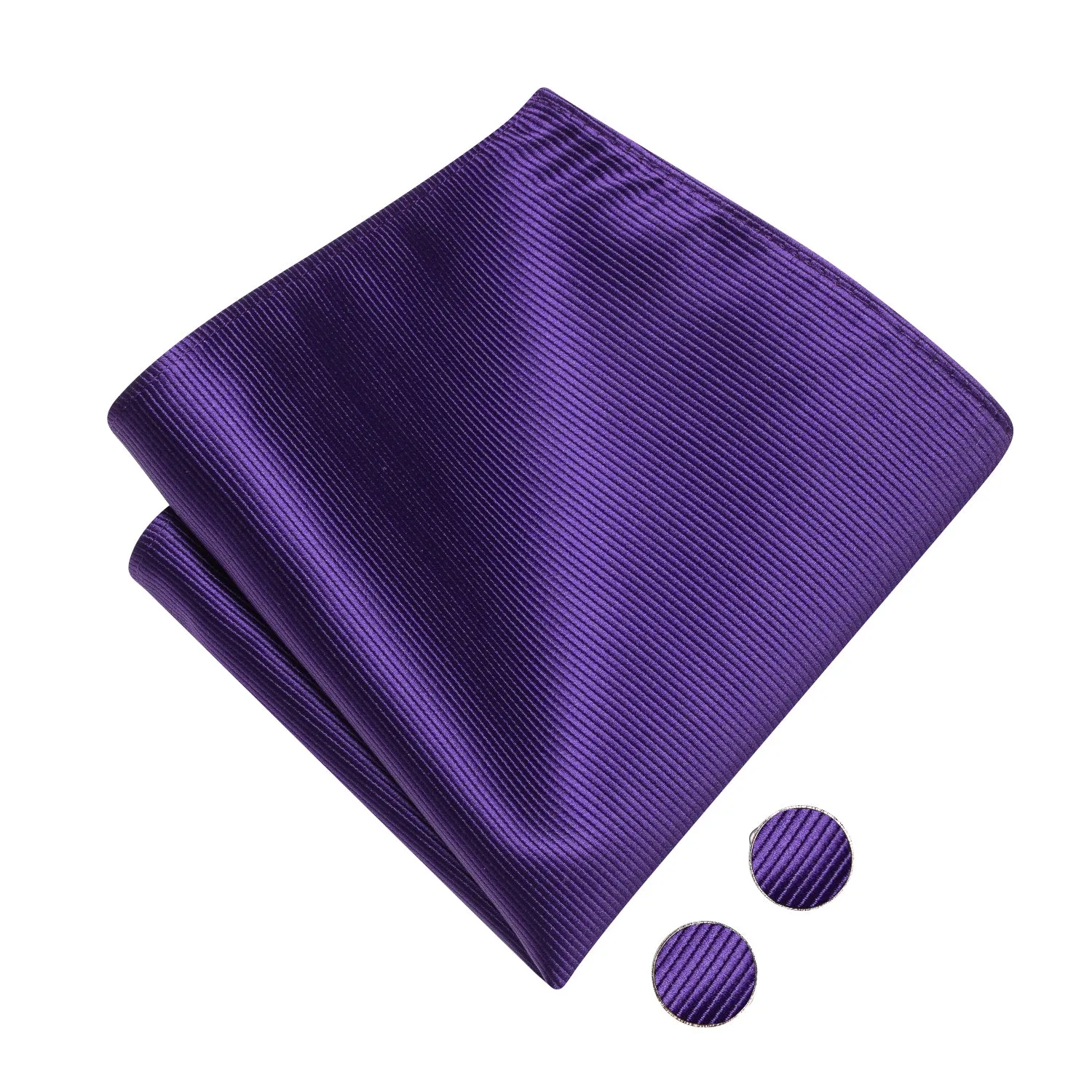 Hi-Tie Cadbury Purple Striped Pre-tied Bow Tie Hanky Cufflinks Set