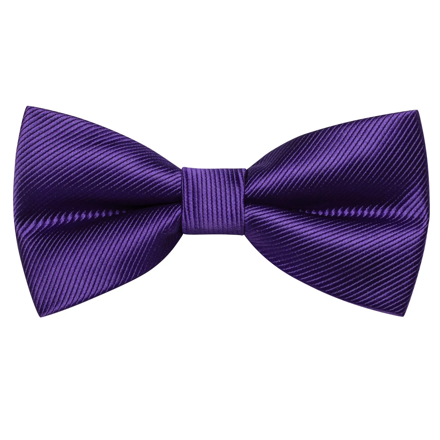 Hi-Tie Cadbury Purple Striped Pre-tied Bow Tie Hanky Cufflinks Set
