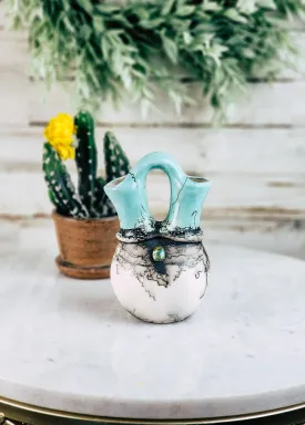 Horse Hair Turquoise & White Wedding Vase