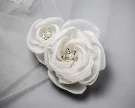 Ivory Organza and Lace Bridal Hair Flower