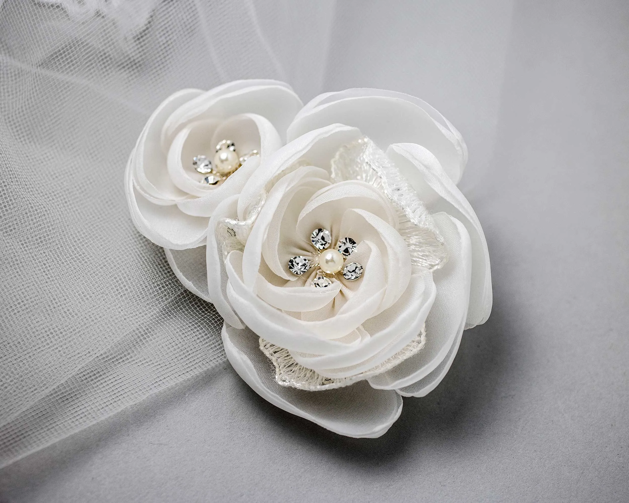 Ivory Organza and Lace Bridal Hair Flower