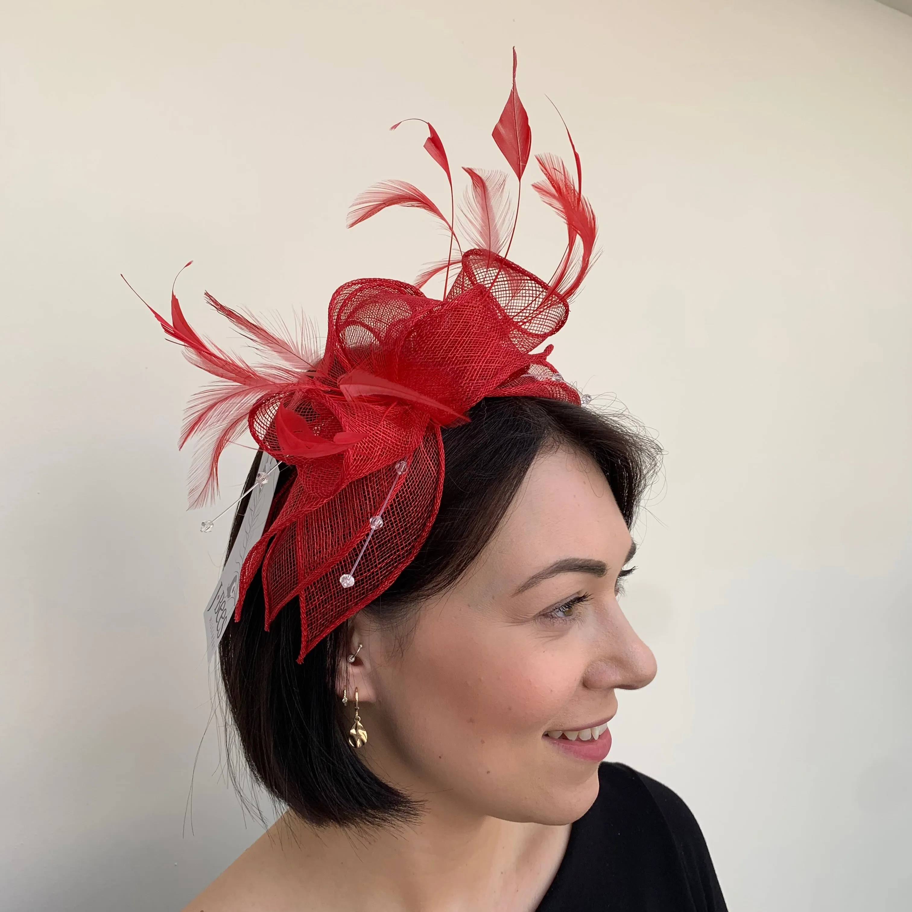 J Bees JB23/318 Fascinator in Reds