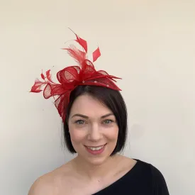 J Bees JB23/318 Fascinator in Reds
