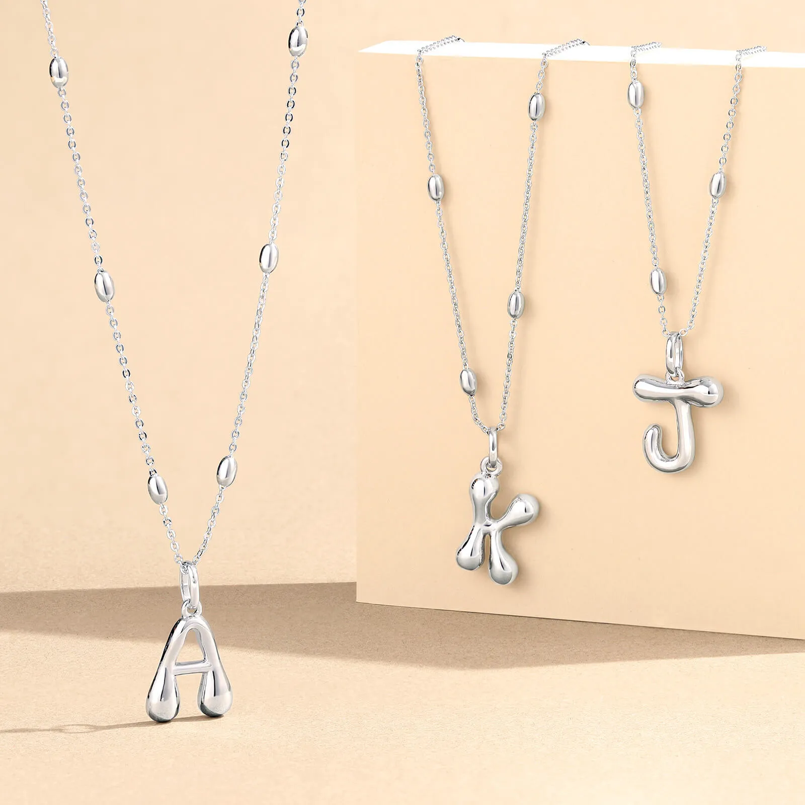 KissYan Bubble Letter Necklace,14K Gold Plated Balloon Initial Pendant with Bead Chain Dainty Jewelry Gift for Women
