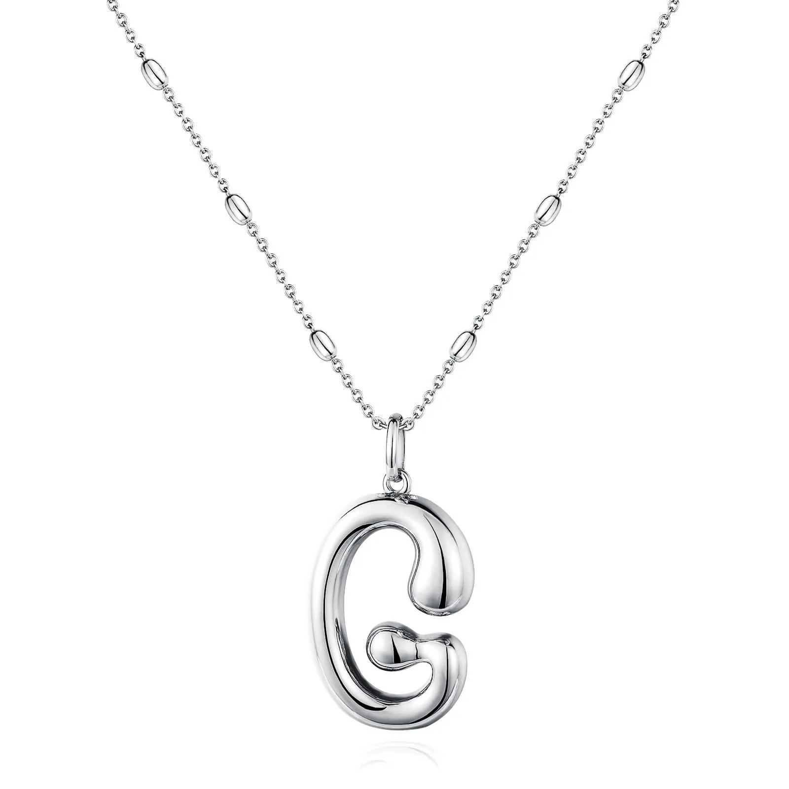 KissYan Bubble Letter Necklace,14K Gold Plated Balloon Initial Pendant with Bead Chain Dainty Jewelry Gift for Women