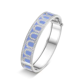L'Arc de DAVIDOR Bangle GM, 18k White Gold with Lacquered Ceramic and Palais Diamonds