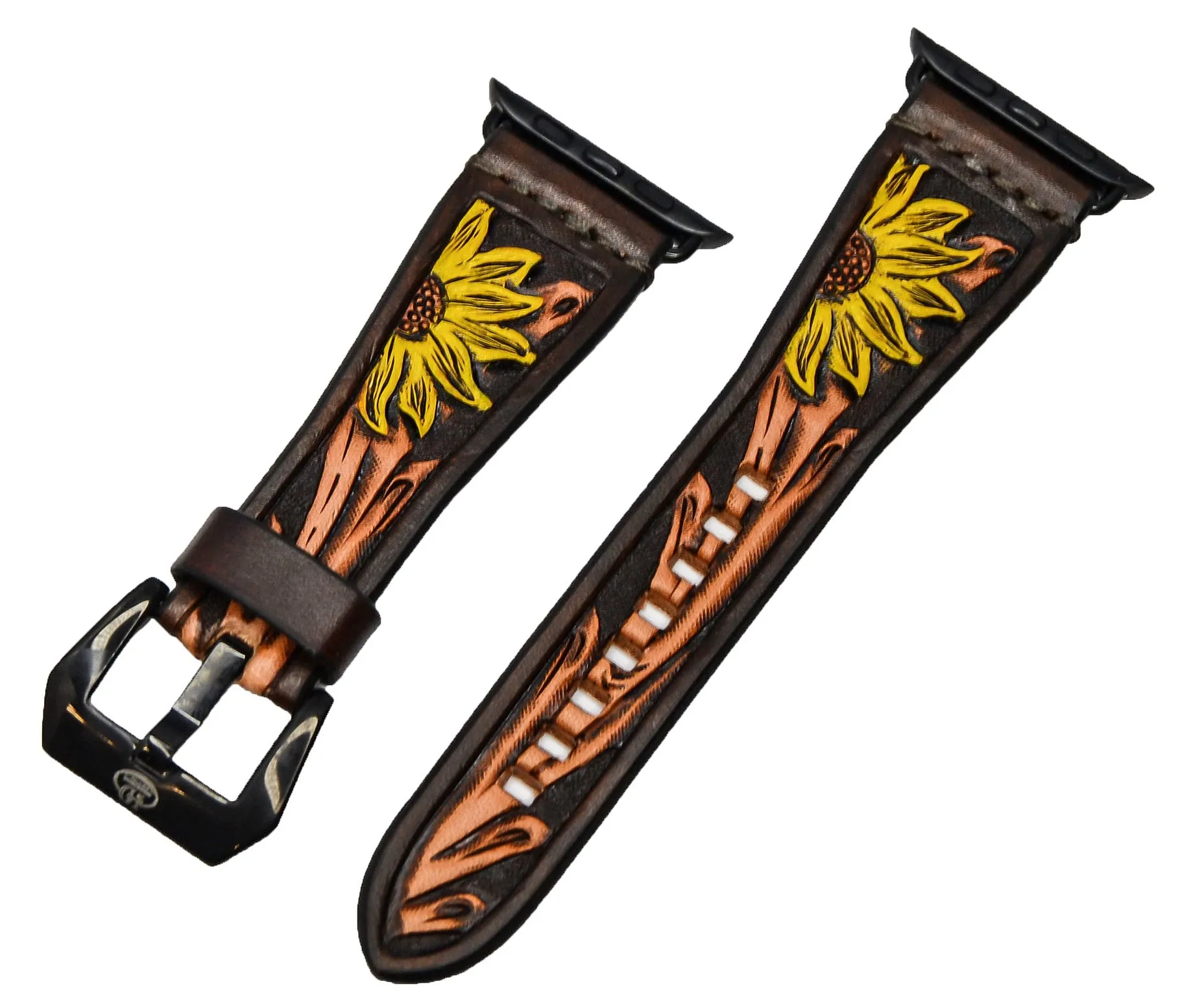 Leather Tapered Sunflower Apple Watch Band