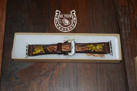 Leather Tapered Sunflower Apple Watch Band