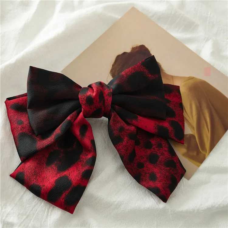 Leopard Hair Ring Bow Barrettes Spring Clip