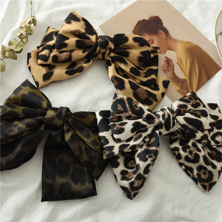 Leopard Hair Ring Bow Barrettes Spring Clip