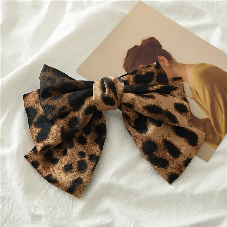 Leopard Hair Ring Bow Barrettes Spring Clip