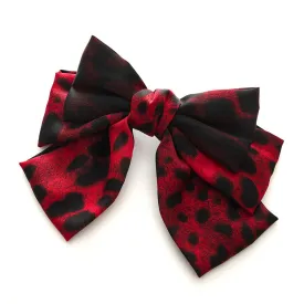Leopard Hair Ring Bow Barrettes Spring Clip