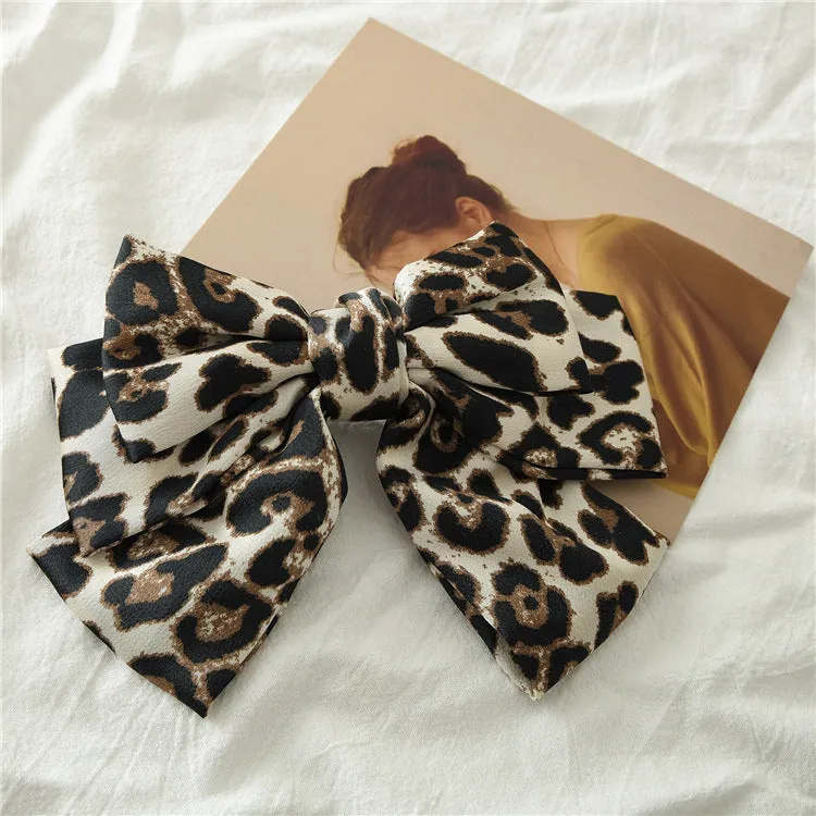 Leopard Hair Ring Bow Barrettes Spring Clip
