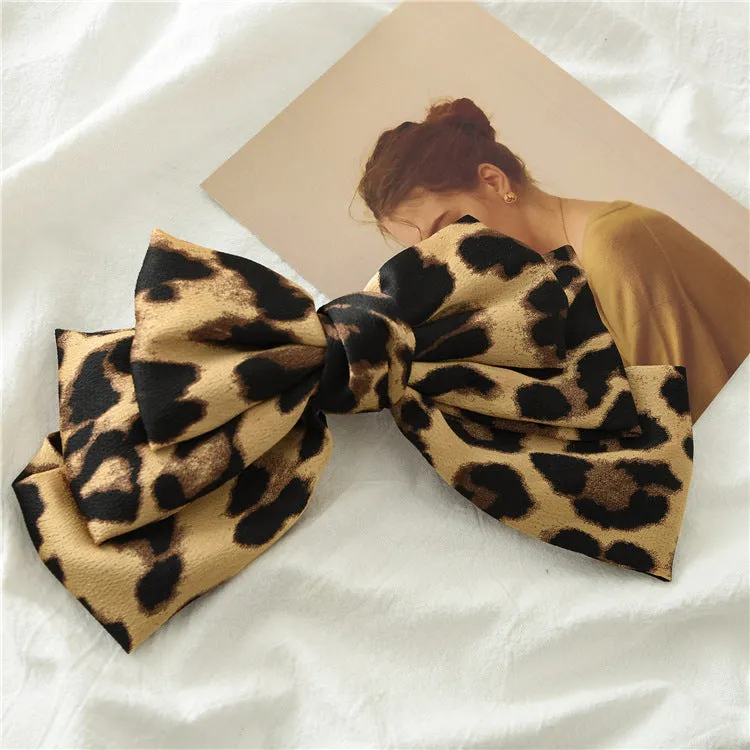 Leopard Hair Ring Bow Barrettes Spring Clip